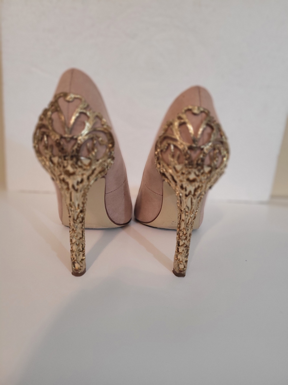 Nude Pink Stiletto Heels with Gold Filigree Detail